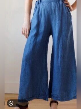 CP Shades “Wendy” Navy Blue Cotton Twill Wide-Leg Pants sz XS